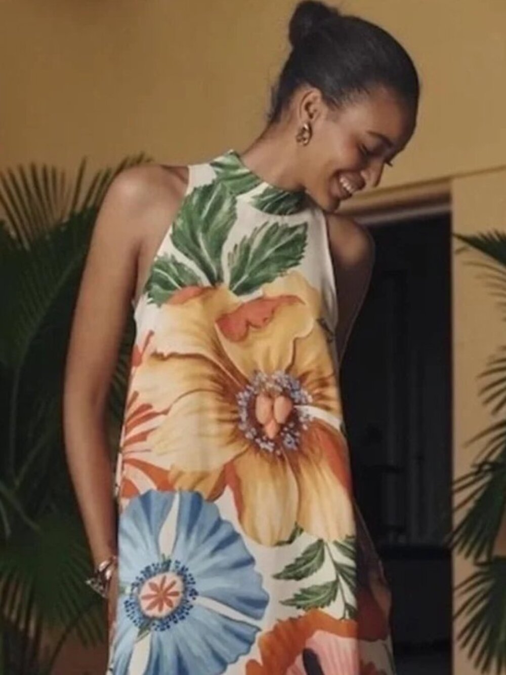 Farm Rio Anthropologie Halterneck Maxi Dress With Tropical Print - XLarge NWT - Picture 5 of 9
